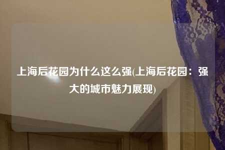 上海后花园为什么这么强(上海后花园:强大的城市魅力展现)